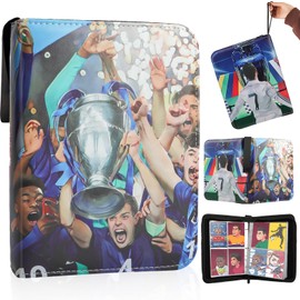 Football Card Holder, Trading Card Album for Football Card Collection Folder, Binder with Removable Sleeves, PU Leather Football Cards Holder Album, Binder Card Holder, 50 Page 400 Card Capacity