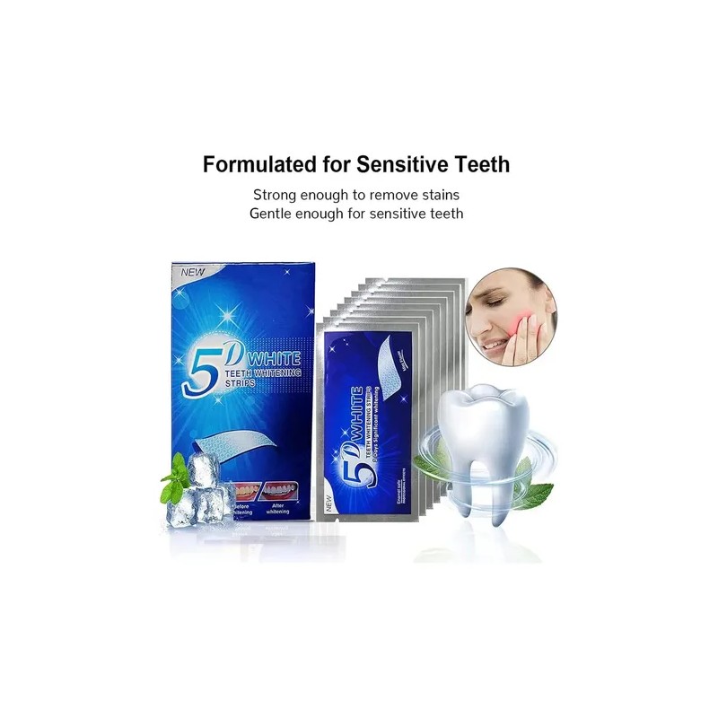 28 Tiras Blanqueadoras Dentales 5d White Higiene Bucal