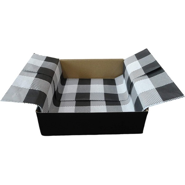 Lumberjack Tissue Paper: Black Buffalo Plaid Tissue Paper for Christmas Gift Wrapping, 24 Large Sheets, 20x30, White and Black Buffalo Check
