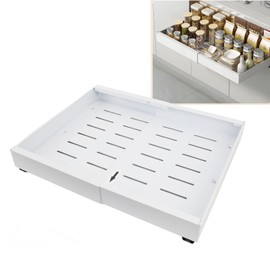 Pull Out Cabinet Organizer, Carbon Steel Expandable Slide Out Drawers, Cabinet Drawer Storage Rack, Pull Out Shelves for Kitchen, Pantry, Bathroom (White)