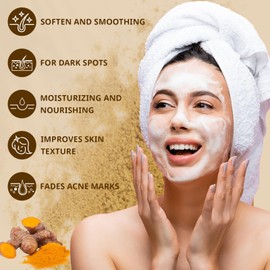 2PCS Turmeric Soap, Natural Turmeric Soap Bar, Handmade Kojic Acid Soap for Face & Body, Dark Spot Acne Blackheads Remover, Moisturizing Erase Fine Lines, Gentle Vitamins C Soap with Foaming Nets