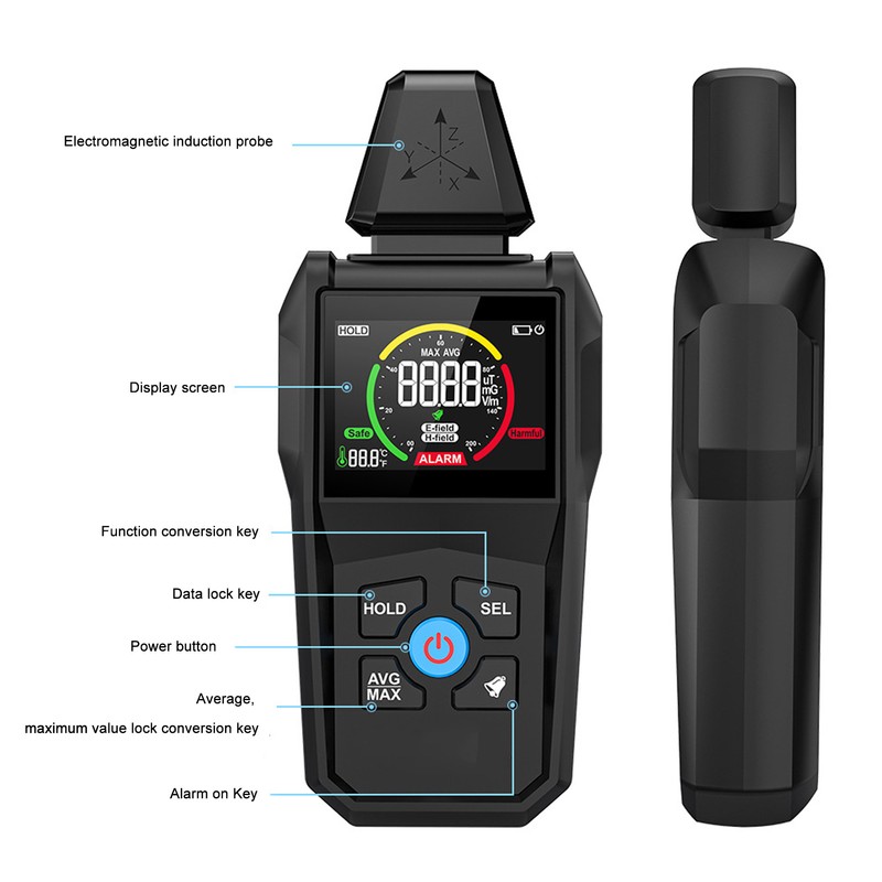 EMF Meter High Accuracy Sound Light Alarm LCD Backlit Display