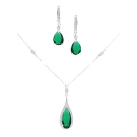 My Gold Nadine MOD-04472 Women's Jewellery Set 925 Silver Necklace Earrings 44 cm Gift Set, Sterling Silver, Cubic Zirconia