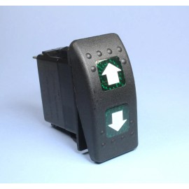 SCI MOMENTARY Illuminated Rocker Switch ON/OFF/ON UP DOWN Arrows DPDT 12v 20A Green
