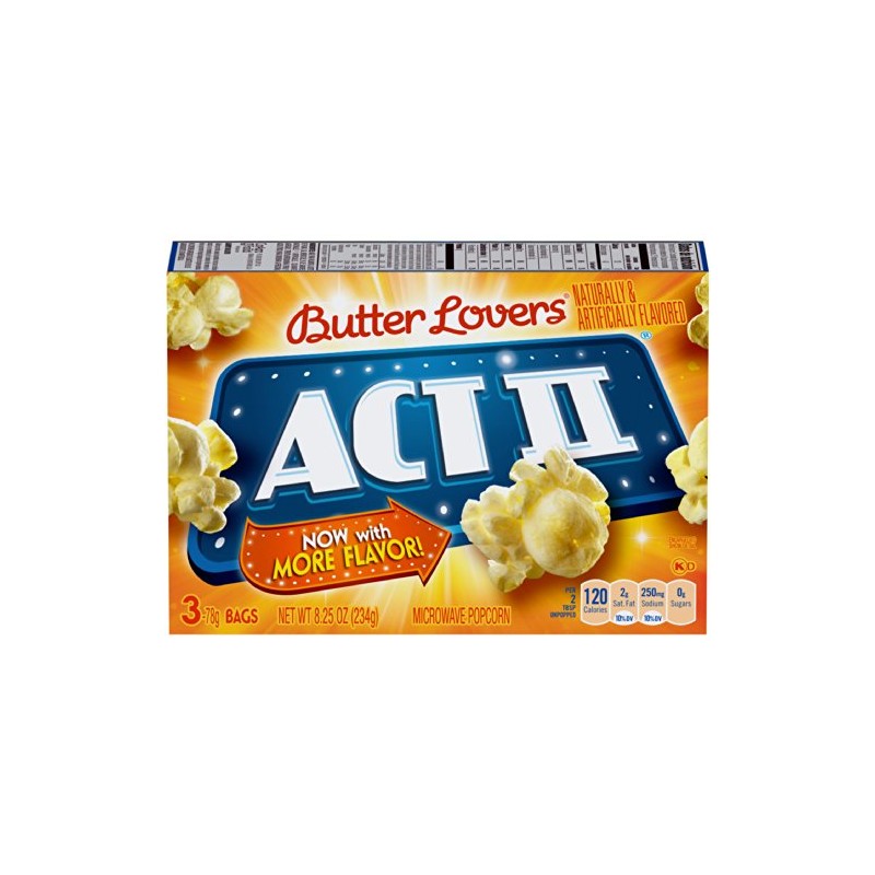 Act II Butter Lovers Microwavable Popcorn, 3 Count (Pack of