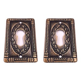 cyclingcolors 2x Antique Furniture Fitting Key Plate Furniture Plate Antique Brass 25 x 43 mm