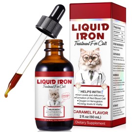 JSBNQRMZ Liquid Iron Supplements for Cats,60ML Cat Vitamins and Supplements with Vitamin C and B12,Supports Anemia,Promotes Blood Health, Helps with Formation of Red Blood Cell