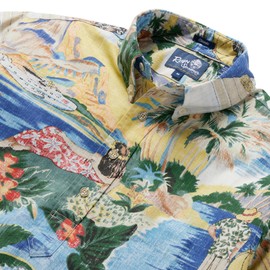 Reyn Spooner Men's Transpacific 40's Pullover Retro Scenic Hawaiian Aloha Shirt, Blue, 3XL