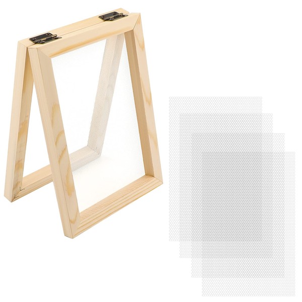 LUTER 5 Pieces Wooden Paper Making Frames and Mesh for