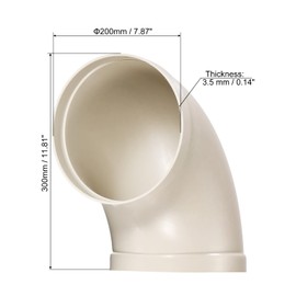 PATIKIL 8" ID Elbow Duct Pipe Connector, Ventilation Tube Hose Fire-Resistant Adapter for DIY Home Factory Industrial Vent Systems