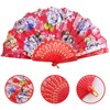 Handheld Floral Folding Fans (1, Red)