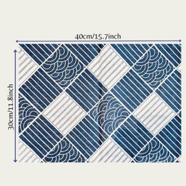 Exerz CosyAurora Cotton Linen Placemats 30x40cm Ocean Waves for Dining/Kitchen Table, Set of 4(A)