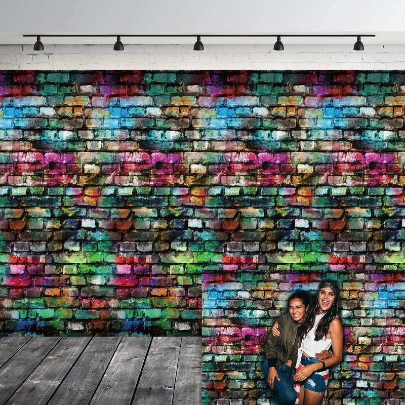 Colorful Brick Tablecloth 54 x 108 Inches Retro 80s 90s