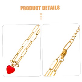 ABOOFAN 2pcs Ankle Chain Heart Charms Anklet Adjustable Foot Bracelet Stylish Red Jewelry for Outfits
