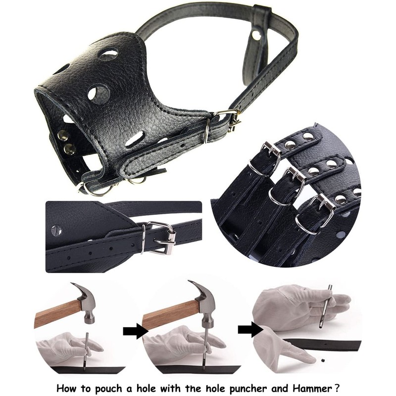 BARKLESS Dog Muzzle Leather, Soft Secure Anti-Barking Leather Muzzle for