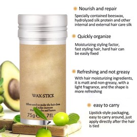 Hair Wax Stick 75g Hair Slick Stick Men Women Professional Hair Stick Broken Hair Styling Cream Wax Non-Greasy Moisturizing Hair Gel for Flyaways Edge Control