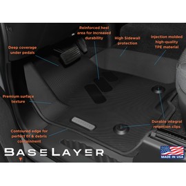 BaseLayer Floor Mats for Chevy Silverado/GMC Sierra 1500 (2019-2025) 2500/3500 HD (2020-2025) – CrewCab with Rear Under Seat Storage Only – Made in USA – Premium All-Weather Mats – Front & Rear (Gray)