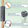 SIPARUI Marble Rolling Pin with Wooden Cradle Thick Handle Set