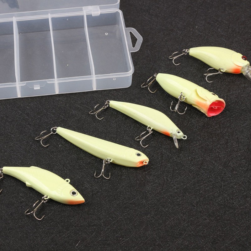 5Pcs Simulation Luminous Plastic Lure Hard Minnow Popper Pencil VIB