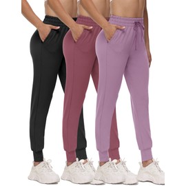 Showitty 3 Pack Joggers for Women - Black Sweatpants with Pockets Plus Size Comfy Lounge Yoga Pants (S-5XL)