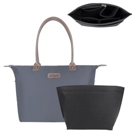 NOTAG Bag Organiser, Multi-Pocket Felt Handbag Organiser Lightweight Purse Organiser Insert for Tote Bag (Black, M)