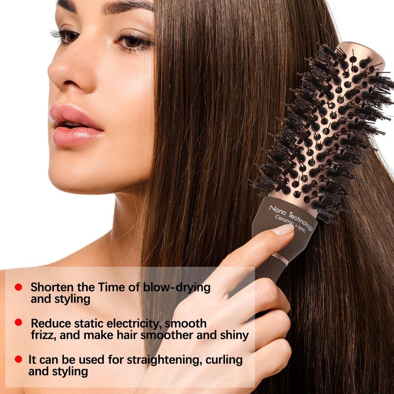 FIXBODY Hair Brush, Round Brush for Blow Drying, Curling, Styling,