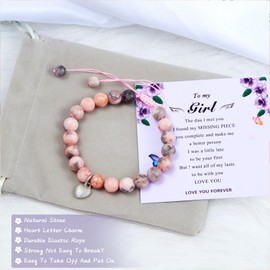 FEBDEY - Birthday Gifts from Daughters - Christmas Natural Stone Bracelets Trendy Stuff the best gift for a Daughters. (Pink 1 pcs)