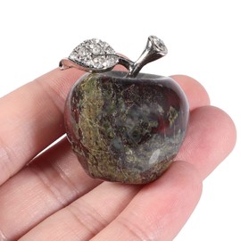 Loveliome Natural Dragon Blood Stone Apple Statue, Healing Crystal Figurine Sculpture Home Ornament Wedding Decoration 3 cm