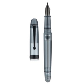 Asvine V126 - Pluma estilográfica de llenado al aspiradora, punta media, acrílico negro mate, bolígrafo de gran capacidad con estuche de regalo