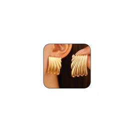 Chunky Gold Stud Earrings for Women Thick Rectangle Stud Earrings Large Gold Geometric Earrings Minimalist Statement Square Seashell Earrings Trendy Jewelry (D)