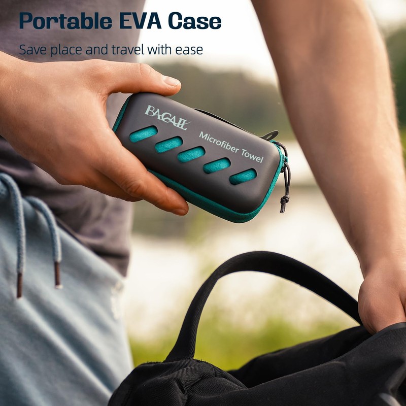 Bagail Microfibre Towel, Compact, Ultra-Light, Quick-Drying, with Breathable EVA Case,