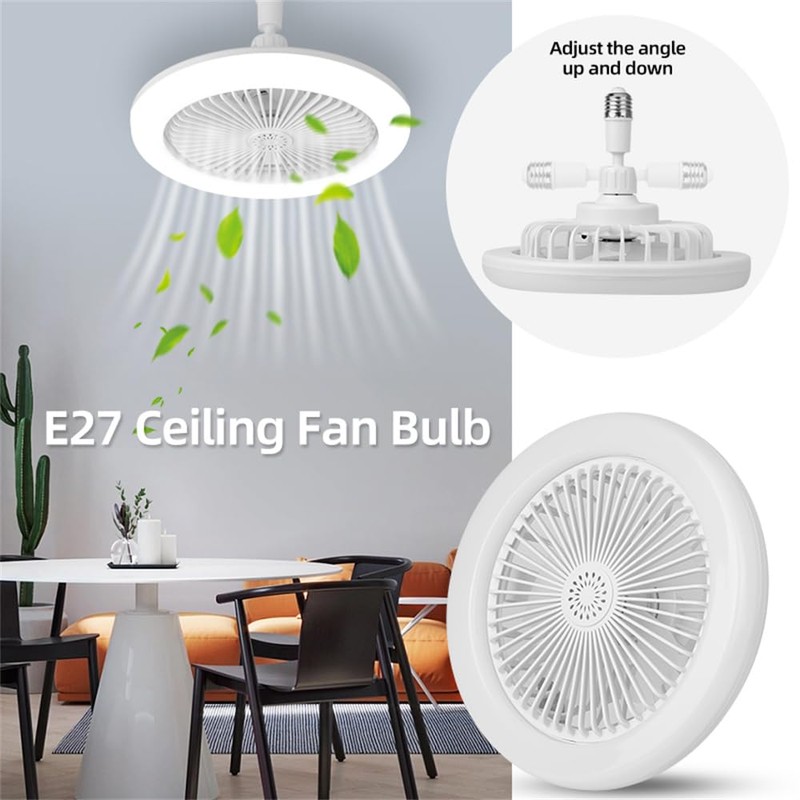 Peaoop Silent Socket Fan Light - Screw-in Ceiling Fan Light