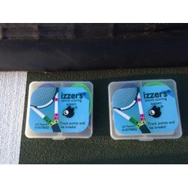 izzers Tennis Score Keeper, Mark & See Score Easily, 2-Pack, Blue/Green/Yellow
