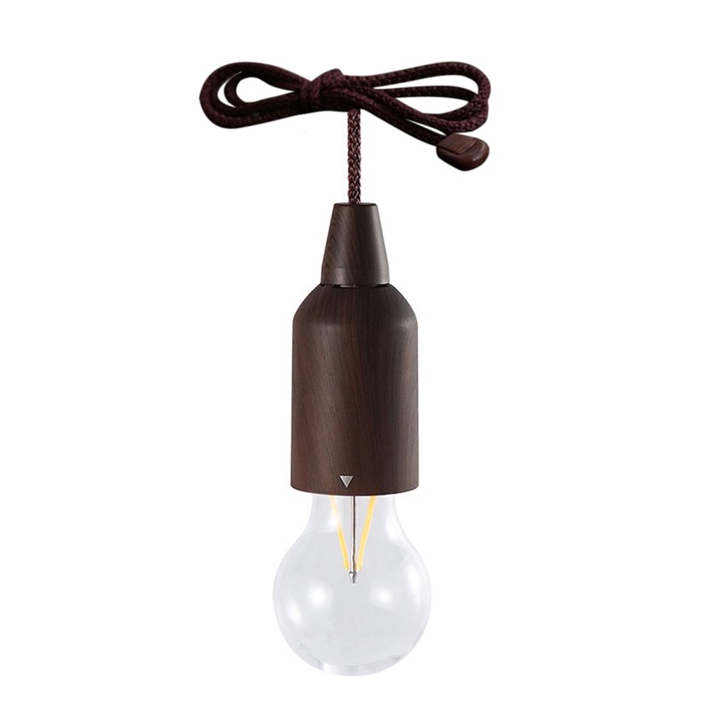 LED Pull Cord Light Bulb Portable Hanging Lantern Battery Operated