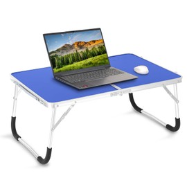 Lap Desk Bed Desk Folding Laptop Stand for Bed Portable Picnic Camping Table Foldable Laptop Bed Table Tray for Couch Floor Desk Writing Working Reading, Blue
