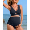 Charmo Maternity Bathing Suit High Waist Bikini Sets Full Coverage