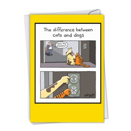 NobleWorks - 1 Funny Card for Happy Birthdays - Hilarious Cartoon Notecard with Envelope, Bday Celebration (Buyer Discretion Advised) - Hold the Elevator C4856BDG