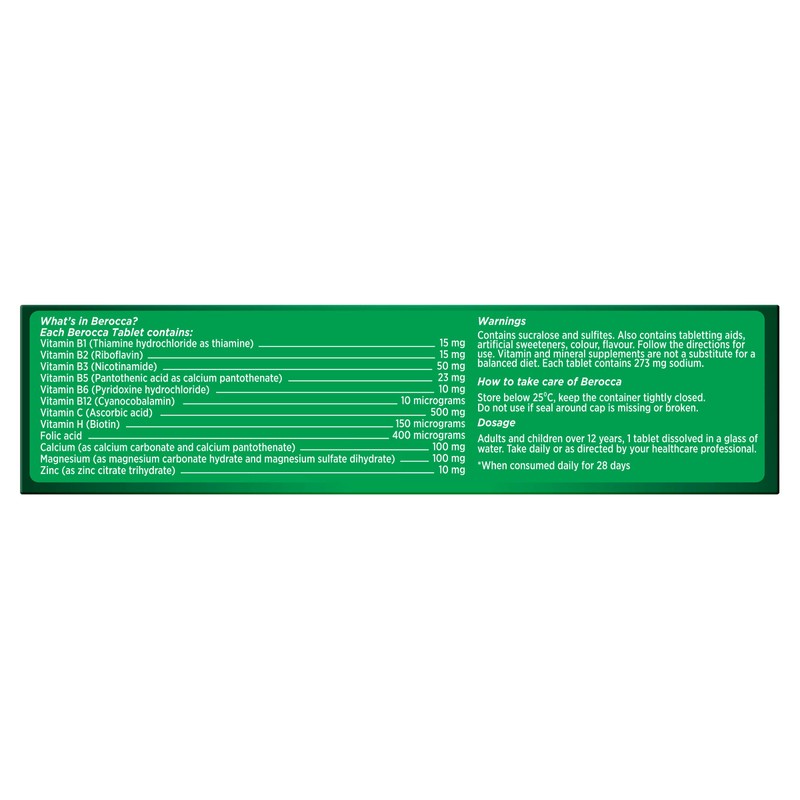 Berocca Energy Multivitamin with B Vitamins: B3, B6, B12, Vitamin