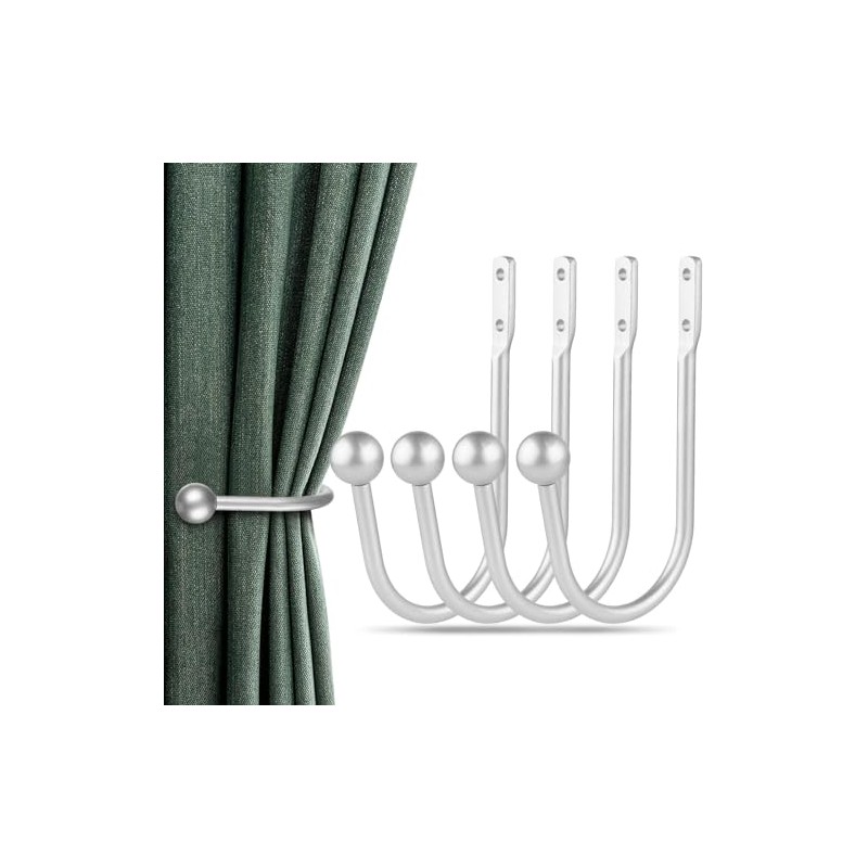 Curtain Holdbacks, 4 pcs Curtains Holder Wall Mounted Drapery Tiebacks
