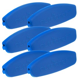 NutriChef 6 pcs Blue Silicone Handles, Anti Slip Flexible Design for Nonstick Carbon Steel Bakeware Pans, Dishwasher Safe, Protects Hands from Hot Cast Iron Handle or Microwave Dish