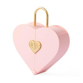 TANG SONG Double Open Concentric Lock Love Ring Necklace Jewelry Gift Box Jewelry Packaging Gift Box (Pink)