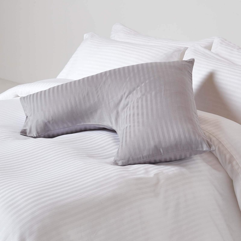 HOMESCAPES Damask Pillow Cover V Shape Silver Grey 38x76cm 100%