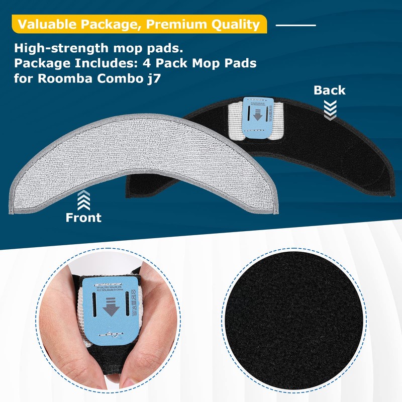4 Pack Replacement Mop Pads for i-Robot Roomba Combo j7+/