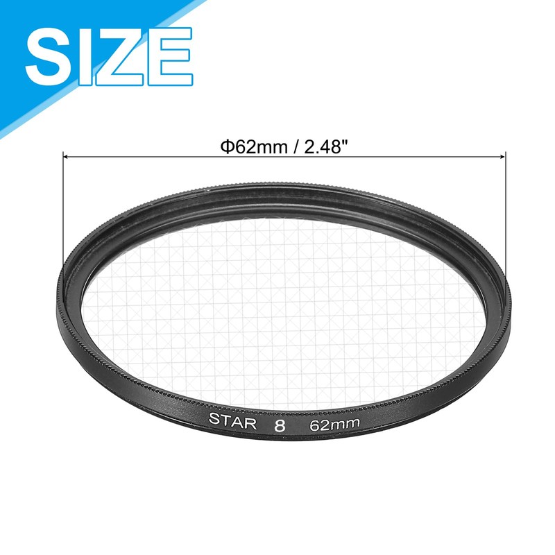 MECCANIXITY 62mm Star Lens Filter, Starburst Lens Filter 8 Points