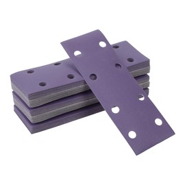 HEROFFIX 50Pcs Sanding Discs Wet Dry Waterproof Hook & Loop Sandpaper for Woodworking, Automotive Refinishing 7.80"x2.76" 8Hole 320Grit Purple Ceramic Abrasive
