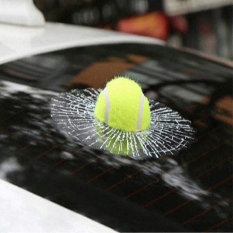 3D Simulation Tennis Break Glass Car Window Sticker, Baseball Broken