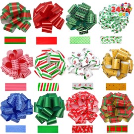 JOYIN 24 Pieces present Wrap Ribbon Pull Bows (5" Wide); Easy and Fast Gift Wrapping Accessory for presents, Bows, Baskets, Wine Bottles Decoration, Gift Wrapping and Decoration Present