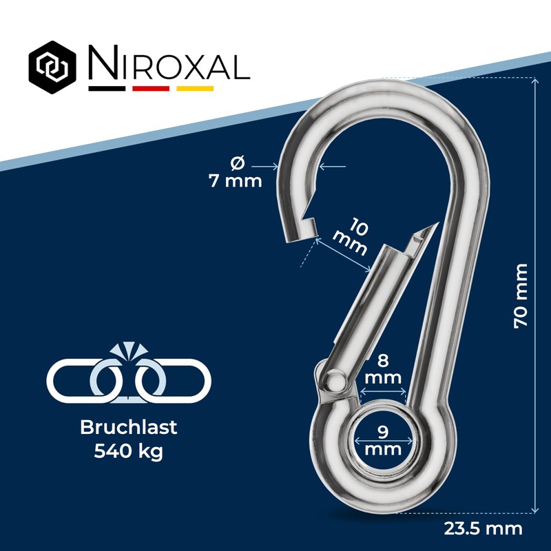 Carabiner Hook 7 mm Strong Stainless Steel Hook Key Ring