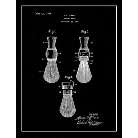 Shaving Brush Patent Print Black Matte with Border (5" x 7") M15636