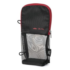 Mr. Pen- Cute Pencil Case Pouch, Sit & Lay Mesh-View Design, Black with Red Zipper, Interior Pocket & 2 Elastic Binder Loops, Standing Pencil Case for Girls and Boys